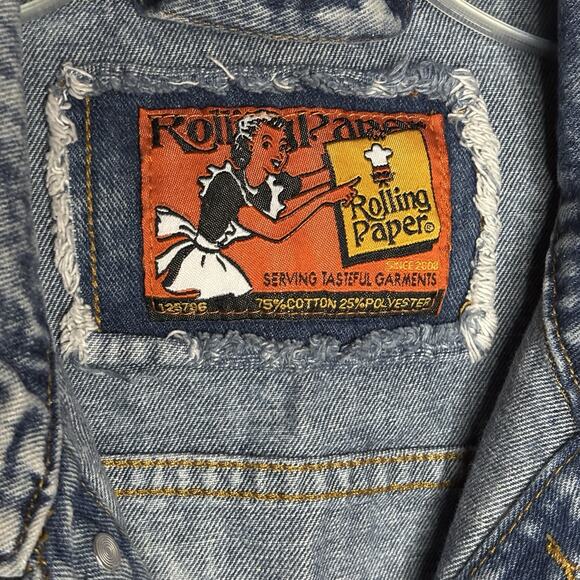 Rolling Paper Men's Acid Washed Distressed Jean Jacket Size Large‎ - Picture 4 of 9